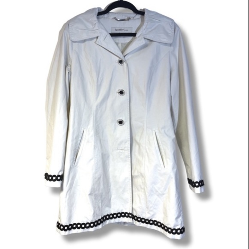 Laundry By Design Cream Lightweight Coat jacket with black detailing